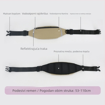 Sportska torbica za bokove za outdoor trčanje, prozračna, ultralagana, antibakterijska, smanjuje teret, membranski materijal, unisex