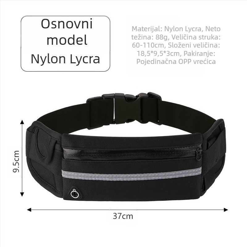 Sportska torbica za bokove za outdoor trčanje, prozračna, ultralagana, antibakterijska, smanjuje teret, membranski materijal, unisex