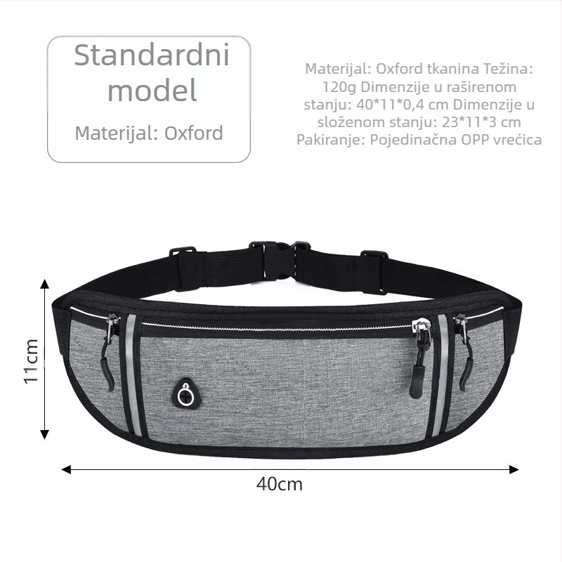 Sportska torbica za bokove za outdoor trčanje, prozračna, ultralagana, antibakterijska, smanjuje teret, membranski materijal, unisex