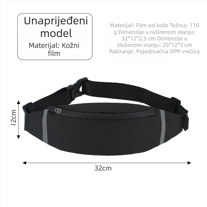 Sportska torbica za bokove za outdoor trčanje, prozračna, ultralagana, antibakterijska, smanjuje teret, membranski materijal, unisex