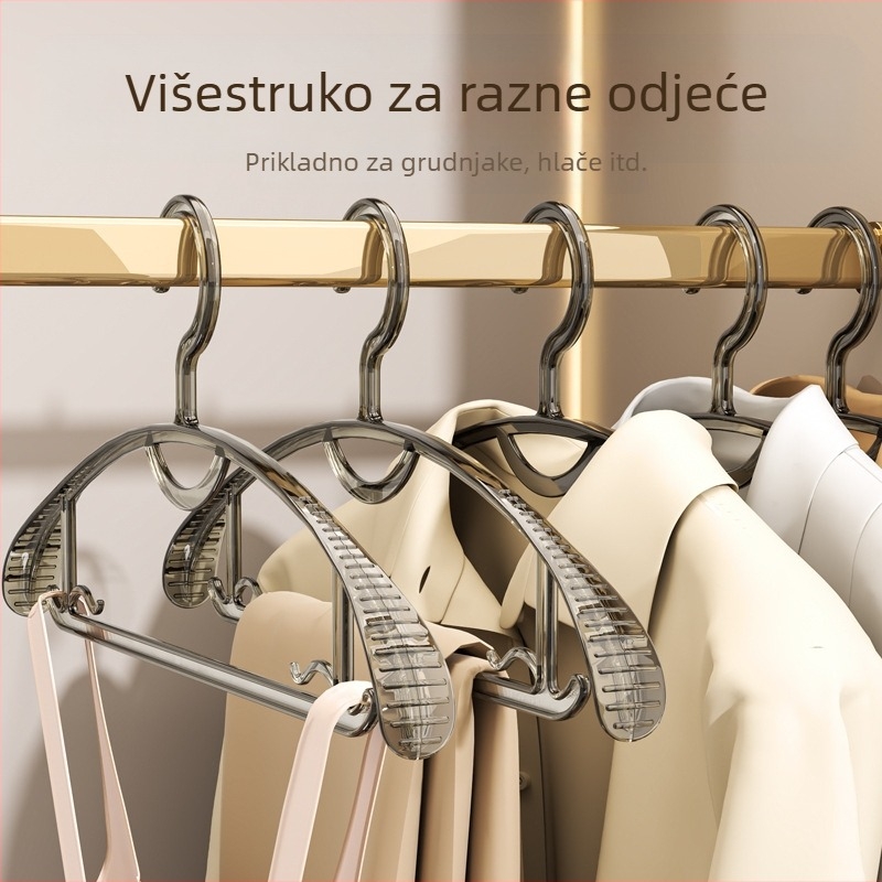 Mom's Joy PET vješalica za odjeću – debelo tijelo s kukom, bezšivni protivklizni dizajn, za kućnu ili studentsku upotrebu.