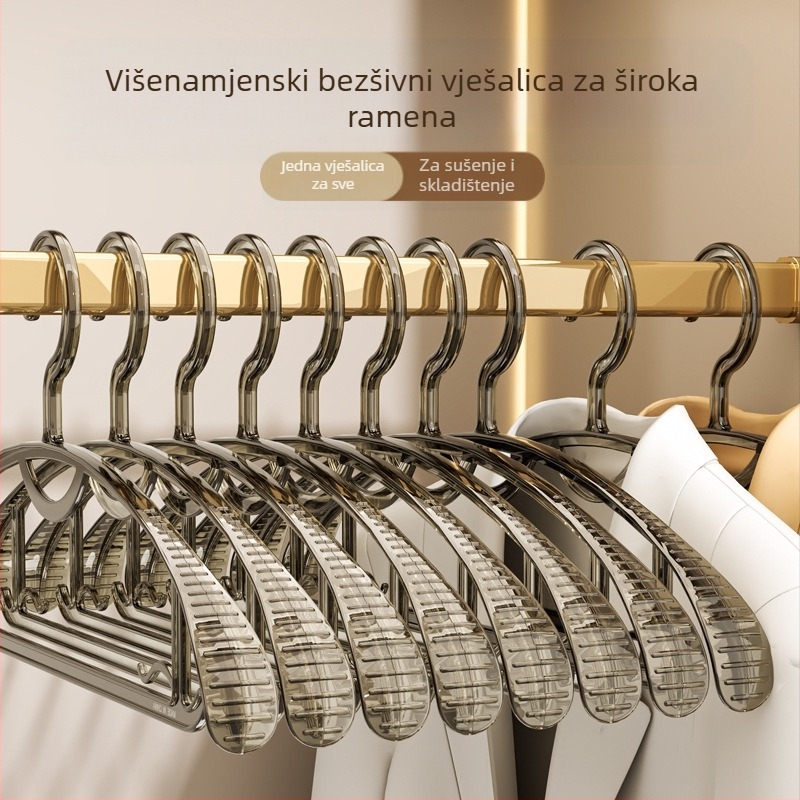 Mom's Joy PET vješalica za odjeću – debelo tijelo s kukom, bezšivni protivklizni dizajn, za kućnu ili studentsku upotrebu.