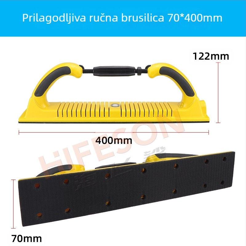 Ručna ploča za brušenje s prilagodljivim pravokutnim brusnim alatom za brušenje, poliranje i suho brušenje uz usisni sustav.