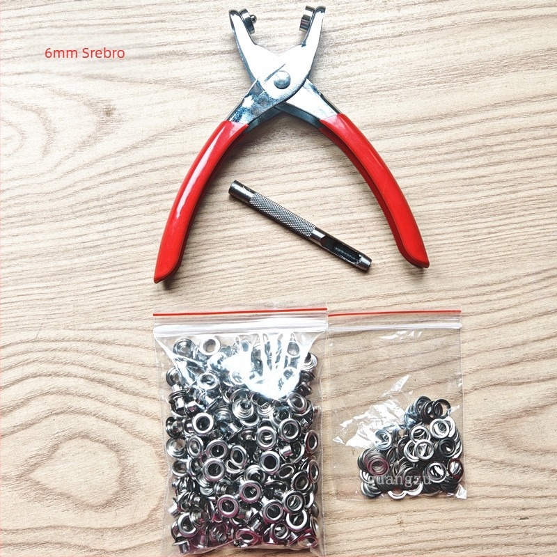 Željezna kliješta za eyelete – set s Eyelet button strukturom; materijal: željezo; namijenjeno za cipele, šešire, ruksake, torbe, zavjese