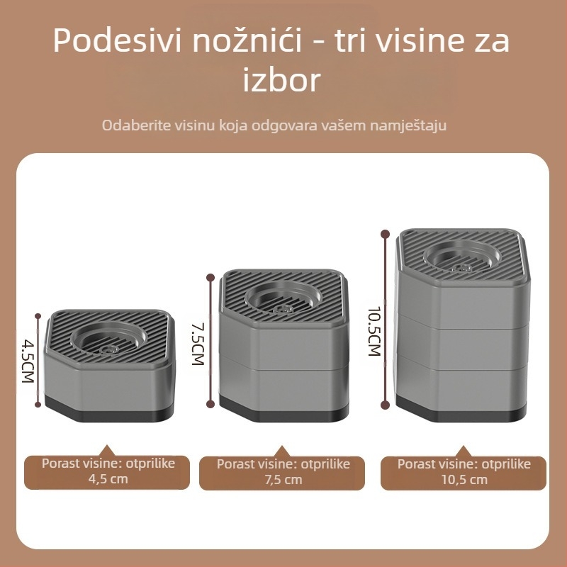 Podložak za noge perilice i hladnjaka – protuklizan, podesiv, pomičan, bez ugradnje, plastičan