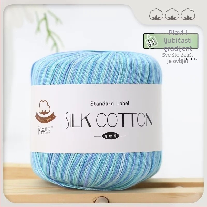 No.6 čipkasta težina – mješavina svile, pamuka i vuna; ručna izrada/DIY; nježno na kožu; anti-piling