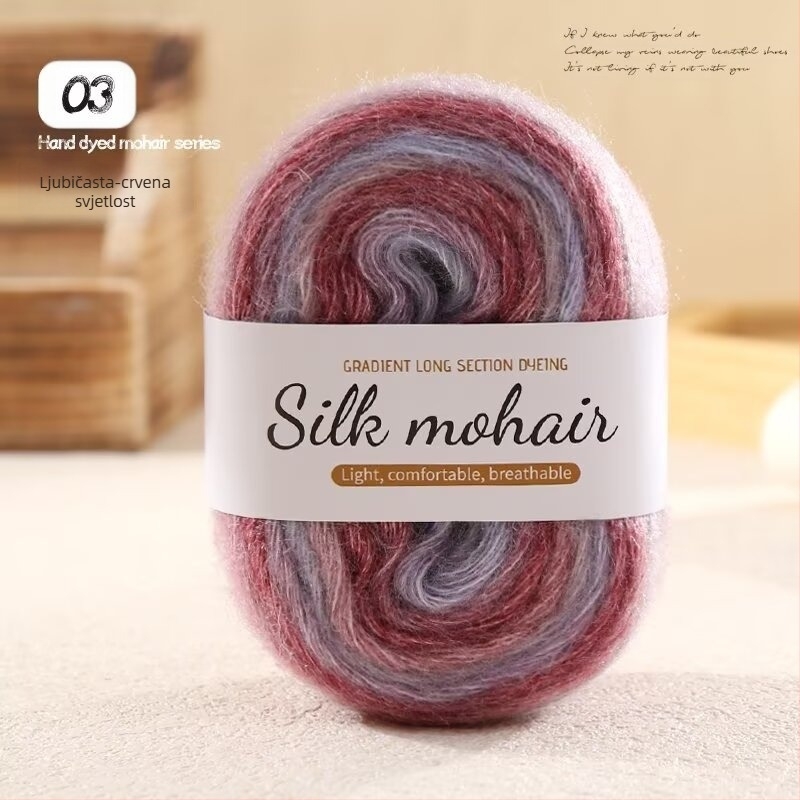 Mohair pređa u kuglici, 50 g, s gradijentnim efektom, za ručno pletenje džempera i šalova
