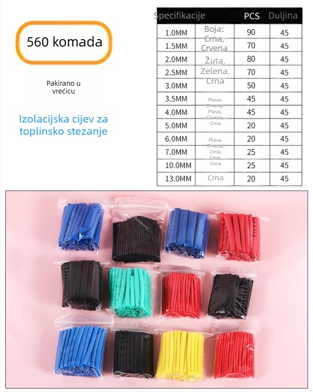 Cijev toplinskog skupljanja s vodootpornom izolacijom za kabelske i podatkovne kablove (PP; za popravak strojeva)