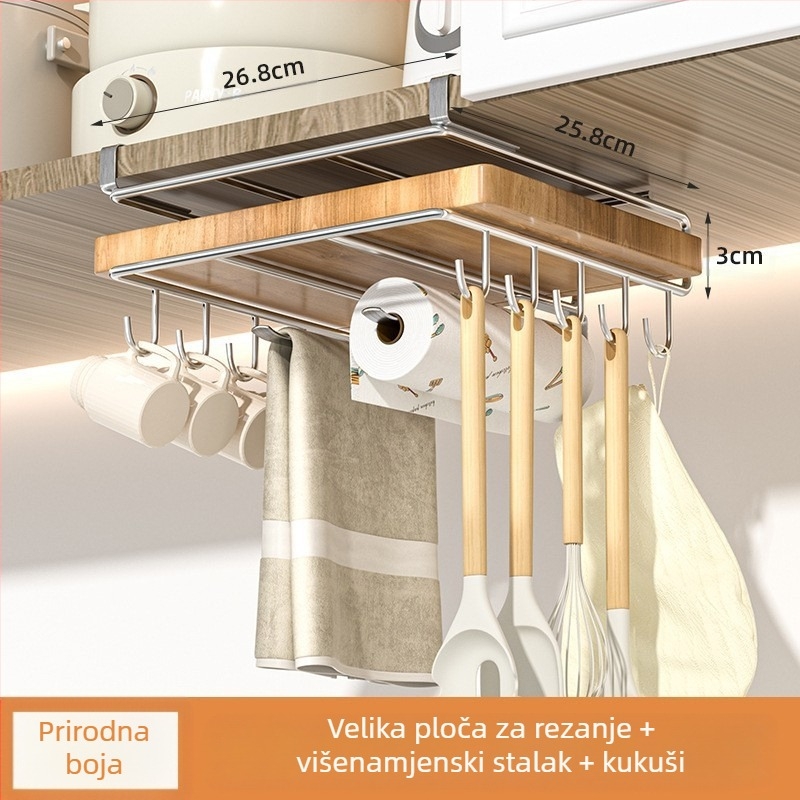 Dvostruki viseći kuhinjski organizator za skladištenje, metalni, višestruka upotreba, bez montaže