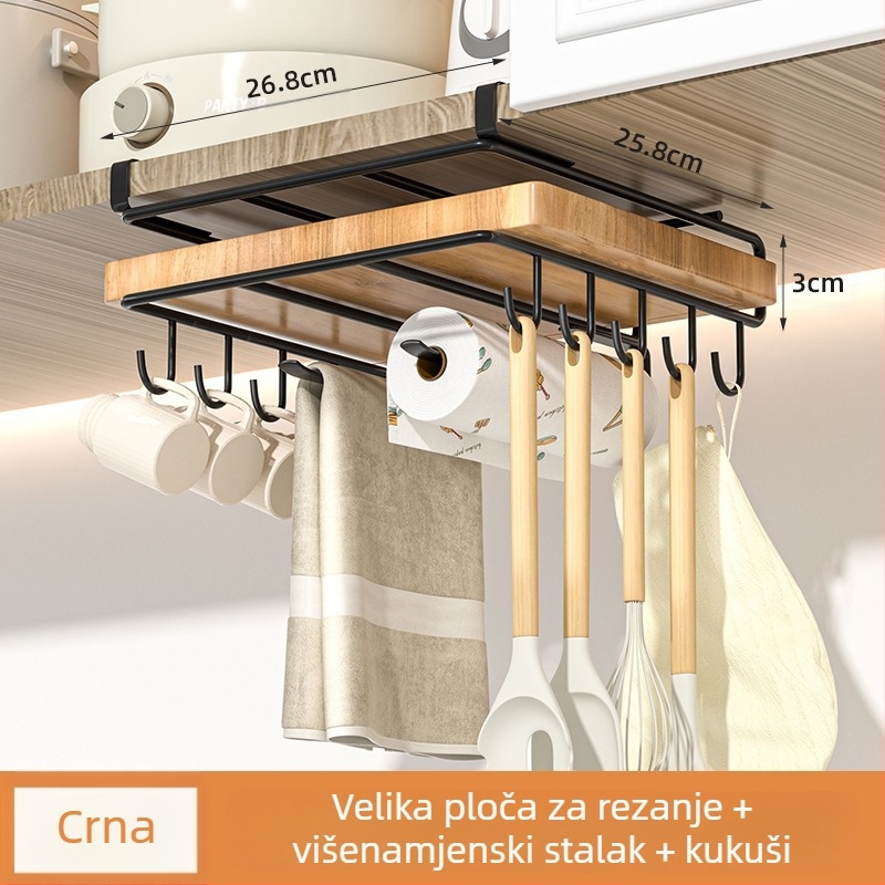 Dvostruki viseći kuhinjski organizator za skladištenje, metalni, višestruka upotreba, bez montaže