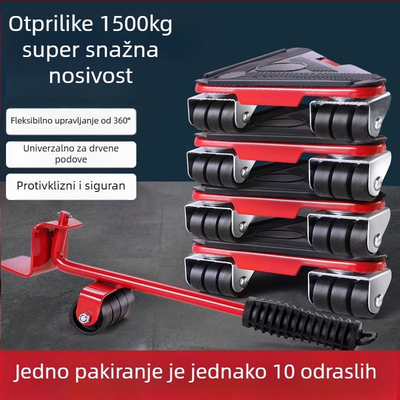 Alat za premještanje kućanskih uređaja i namještaja — čelik s ugljikom; jednostavan i moderan dizajn; pogodan za perilice rublja, frižidere, stol za kavu i krevete; idealan za kuhinju, spavaću sobu i dnevni boravak.