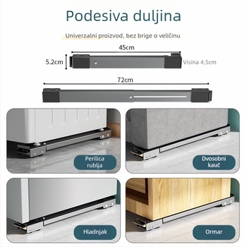 Podnožje za perilicu s šok-prigušivanjem, podesivom visinom i pokretnim univerzalnim kotačićima