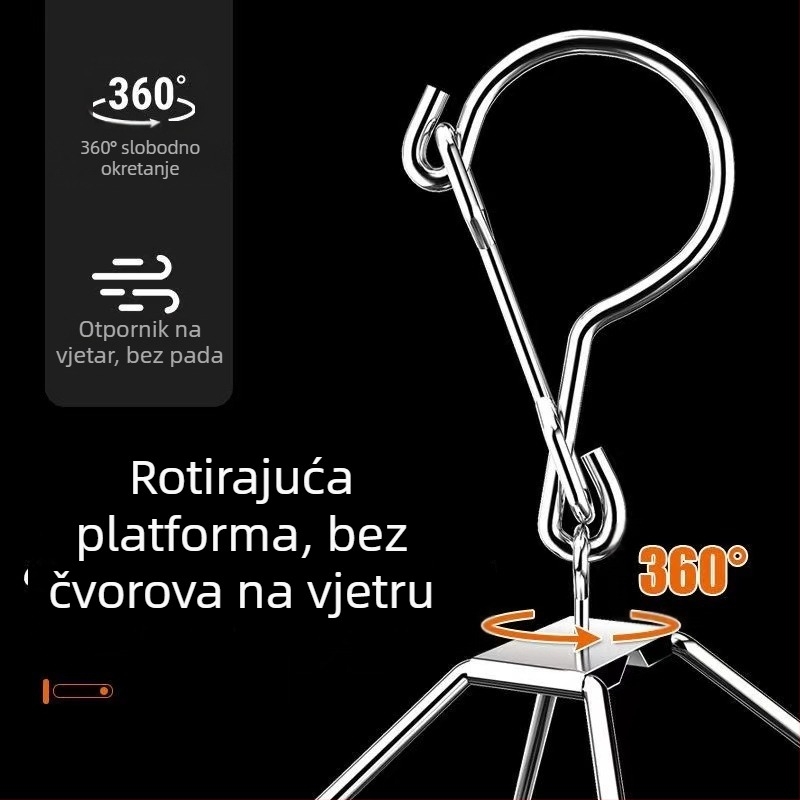 Stalak za sušenje čarapa od nehrđajućeg čelika, fiksni, okruglog oblika s klipovima, model: Stalak za sušenje čarapa od nehrđajućeg čelika