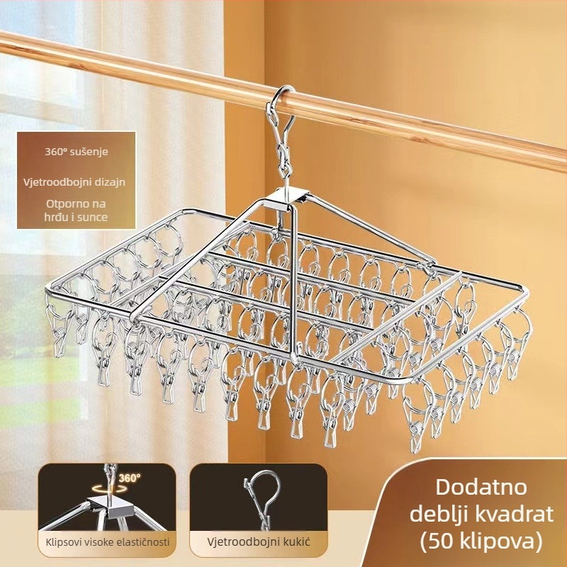 Stalak za sušenje čarapa od nehrđajućeg čelika, fiksni, okruglog oblika s klipovima, model: Stalak za sušenje čarapa od nehrđajućeg čelika