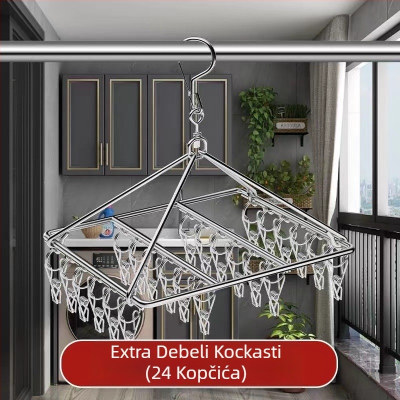 Stalak za sušenje čarapa od nehrđajućeg čelika, fiksni, okruglog oblika s klipovima, model: Stalak za sušenje čarapa od nehrđajućeg čelika