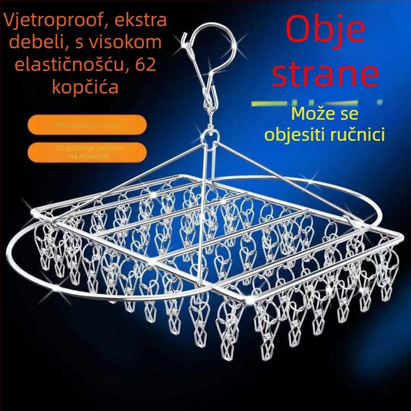 Stalak za sušenje čarapa od nehrđajućeg čelika, fiksni, okruglog oblika s klipovima, model: Stalak za sušenje čarapa od nehrđajućeg čelika