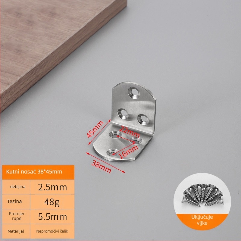 Booluo Višenamjenski kutni nosač za police — nehrđajući čelik, Model: Multi-purpose angle bracket cz, Elektroplakiranje, Modern minimalistički dizajn