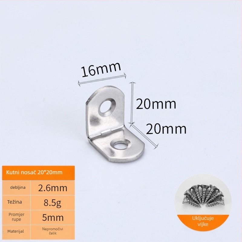 Booluo Višenamjenski kutni nosač za police — nehrđajući čelik, Model: Multi-purpose angle bracket cz, Elektroplakiranje, Modern minimalistički dizajn