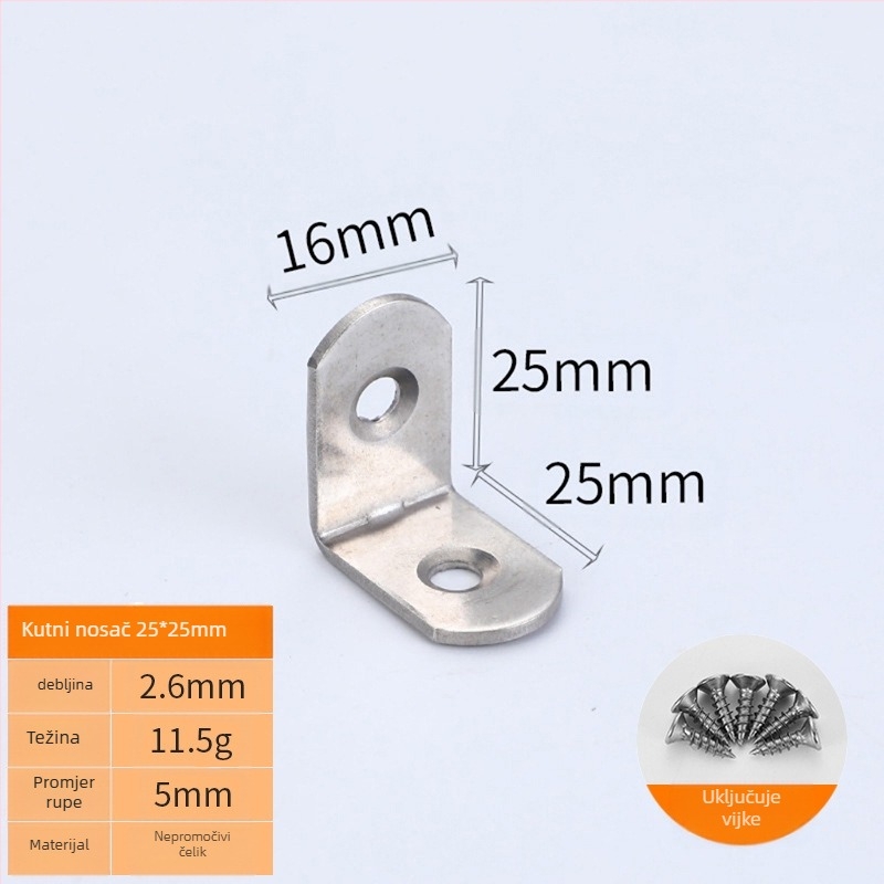 Booluo Višenamjenski kutni nosač za police — nehrđajući čelik, Model: Multi-purpose angle bracket cz, Elektroplakiranje, Modern minimalistički dizajn