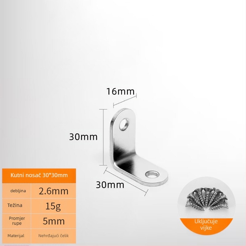 Booluo Višenamjenski kutni nosač za police — nehrđajući čelik, Model: Multi-purpose angle bracket cz, Elektroplakiranje, Modern minimalistički dizajn