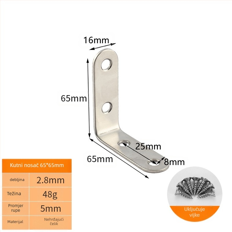Booluo Višenamjenski kutni nosač za police — nehrđajući čelik, Model: Multi-purpose angle bracket cz, Elektroplakiranje, Modern minimalistički dizajn