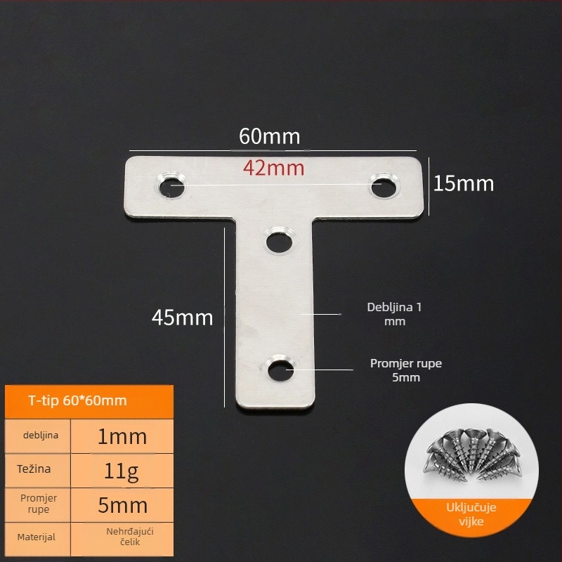 Booluo Višenamjenski kutni nosač za police — nehrđajući čelik, Model: Multi-purpose angle bracket cz, Elektroplakiranje, Modern minimalistički dizajn