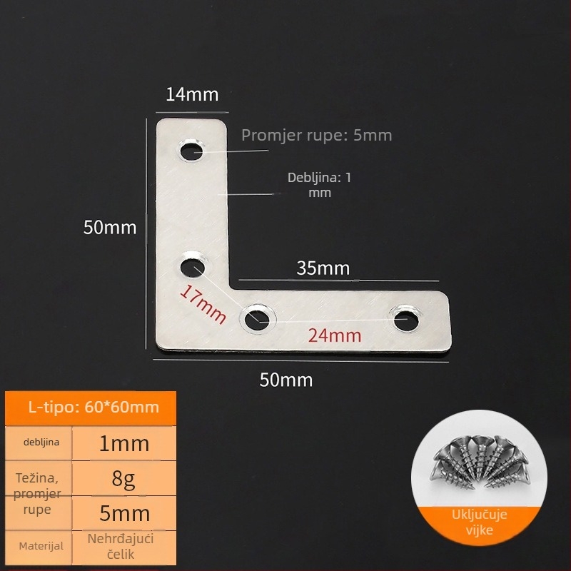 Booluo Višenamjenski kutni nosač za police — nehrđajući čelik, Model: Multi-purpose angle bracket cz, Elektroplakiranje, Modern minimalistički dizajn