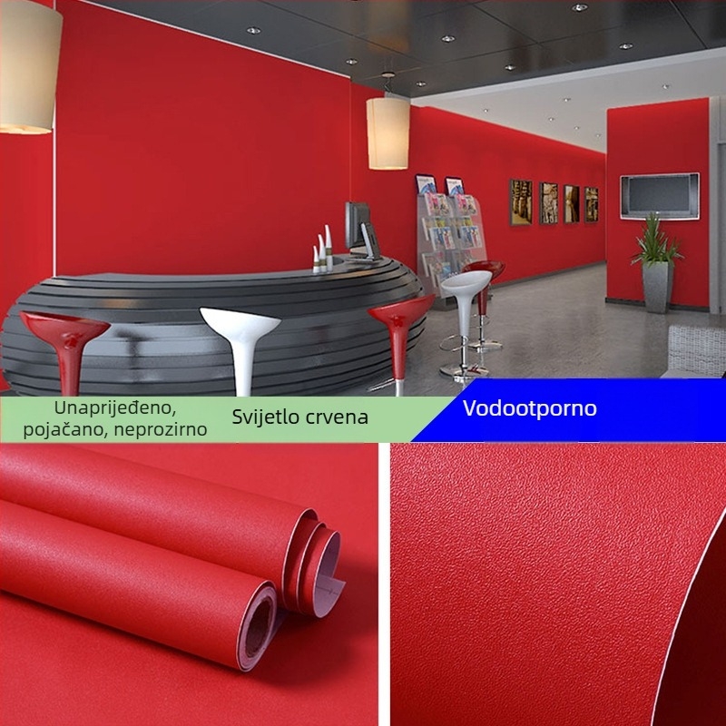 Samoljepljiva PVC tapeta – vodootporna, solidni uzorak, za dnevni boravak, spavaću sobu, studiju i komercijalne prostore; suvremeni minimalistički stil.