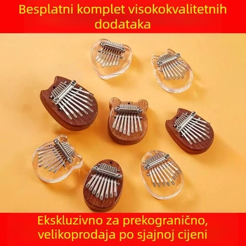 Sarah kalimba s 8 tonova – kompaktno prenosno glazbeno sredstvo s papirnatom kutijom, narukvicom s perlicama i metalnim lancem