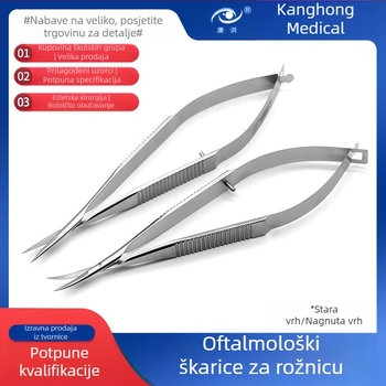 Očne nožice za rohovicu – mikrosurgijski instrumenti s pravim i zakrivljenim rubom; nehrđajući čelik i titanov spoj, marka Kang Hong
