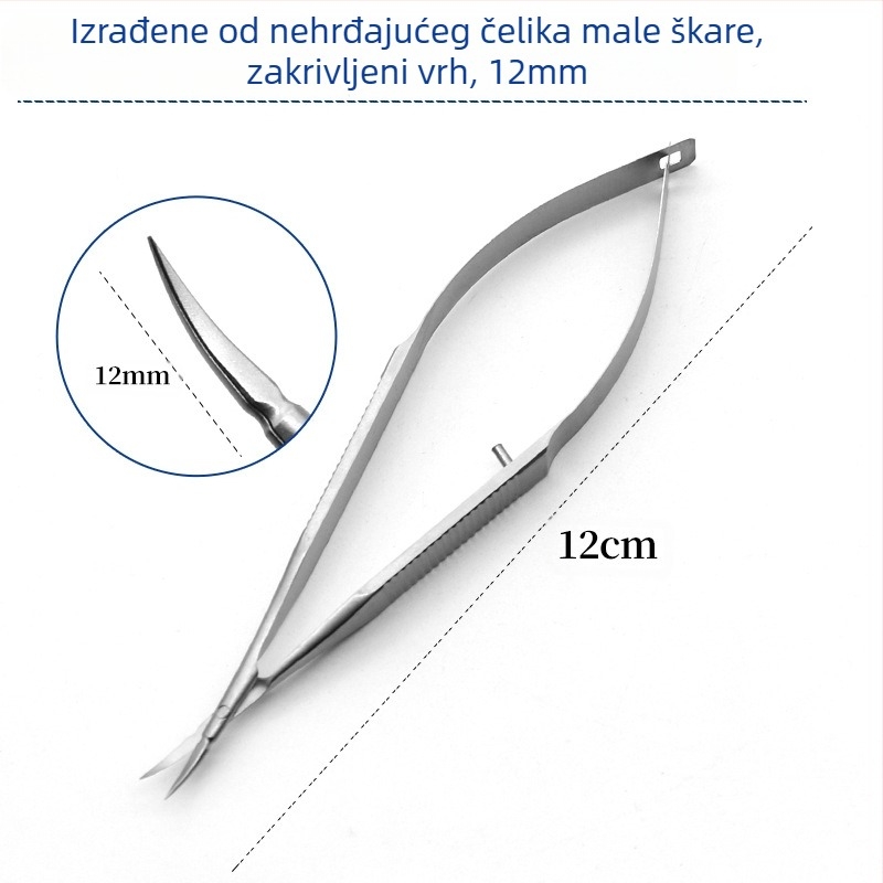 Očne nožice za rohovicu – mikrosurgijski instrumenti s pravim i zakrivljenim rubom; nehrđajući čelik i titanov spoj, marka Kang Hong