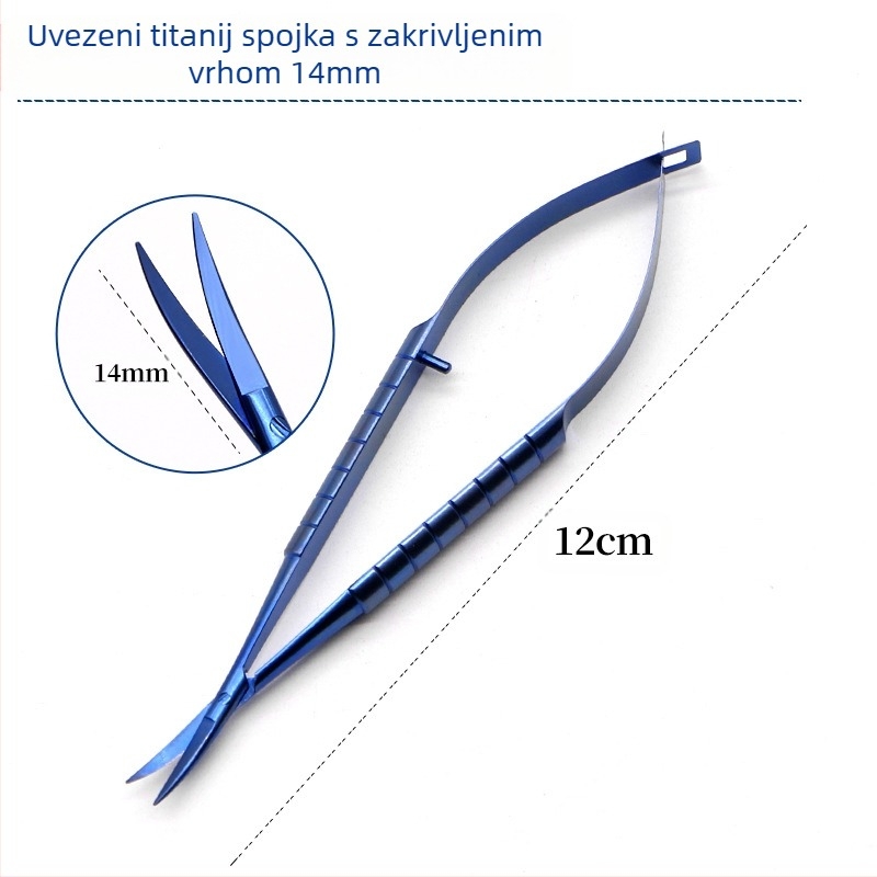 Očne nožice za rohovicu – mikrosurgijski instrumenti s pravim i zakrivljenim rubom; nehrđajući čelik i titanov spoj, marka Kang Hong