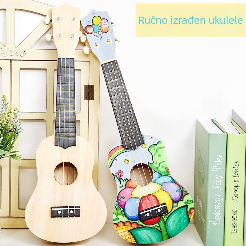 Drveni DIY komplet ukulele za djecu — sastavljivi glazbeni instrument, marka Xiao Caidi, podržava komunikaciju roditelj-dijete