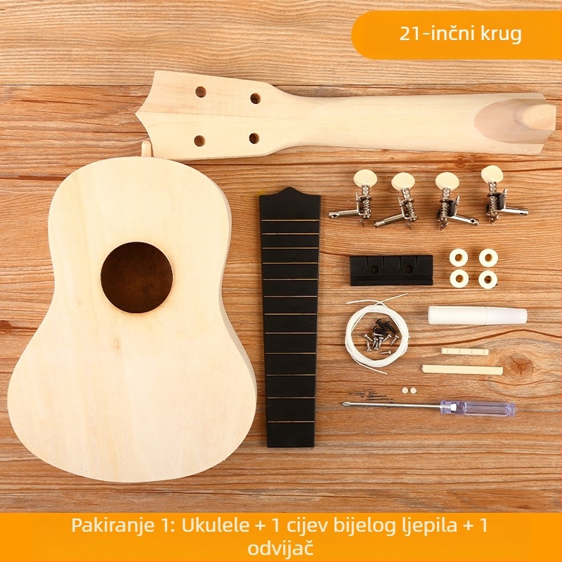 Drveni DIY komplet ukulele za djecu — sastavljivi glazbeni instrument, marka Xiao Caidi, podržava komunikaciju roditelj-dijete