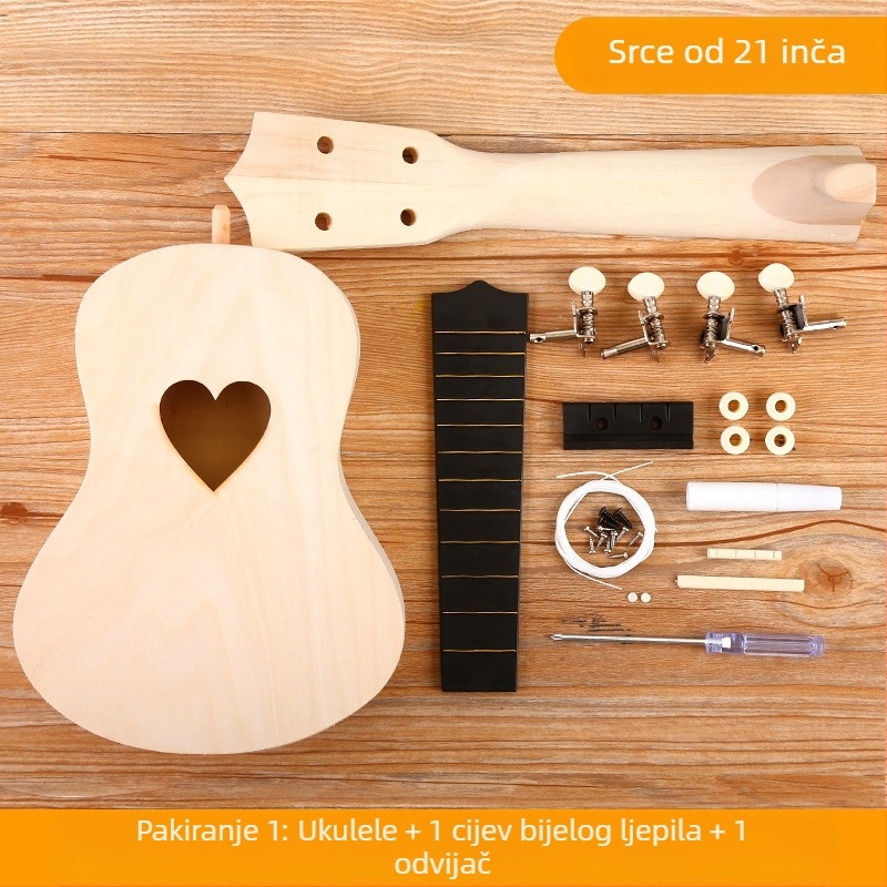 Drveni DIY komplet ukulele za djecu — sastavljivi glazbeni instrument, marka Xiao Caidi, podržava komunikaciju roditelj-dijete