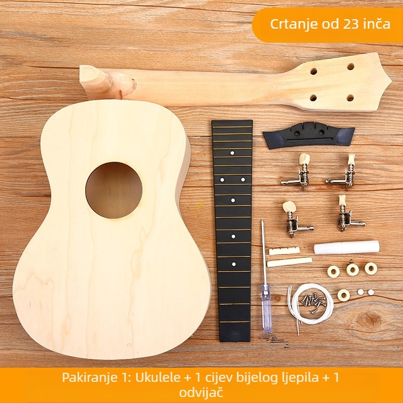 Drveni DIY komplet ukulele za djecu — sastavljivi glazbeni instrument, marka Xiao Caidi, podržava komunikaciju roditelj-dijete