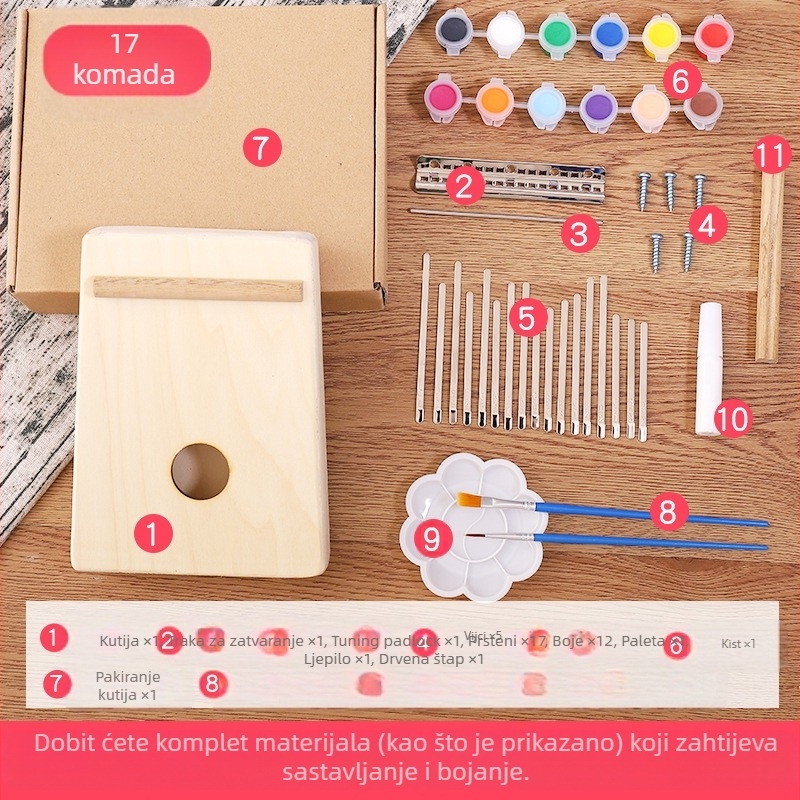 Drveni DIY komplet ukulele za djecu — sastavljivi glazbeni instrument, marka Xiao Caidi, podržava komunikaciju roditelj-dijete
