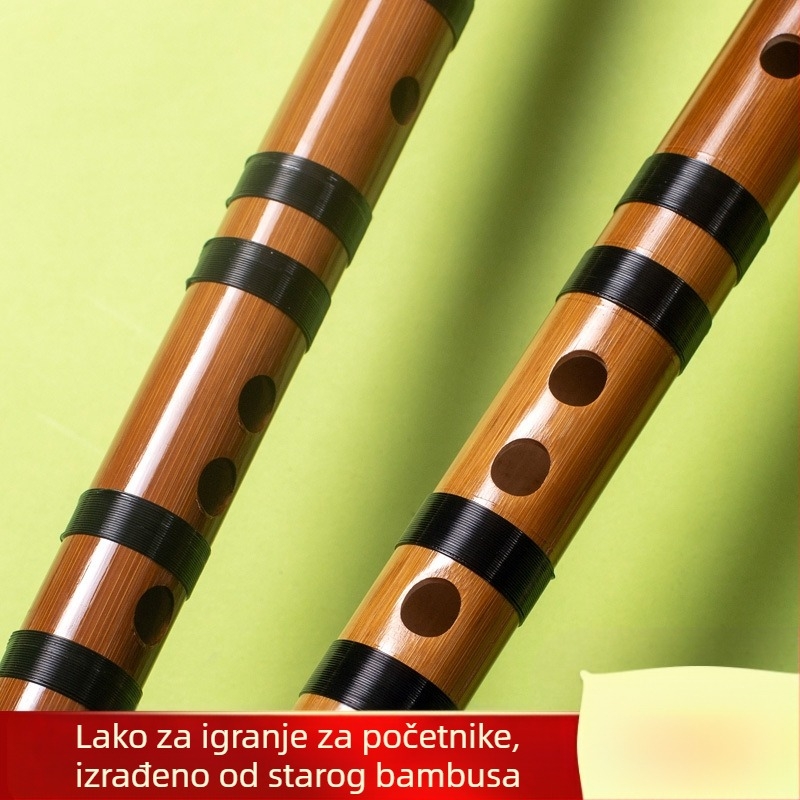 Flauta - antički stil, transversalna bambus flauta; jednoslojni model; pakiranje u flanelskoj torbi; porijeklo Hunan Nanyue