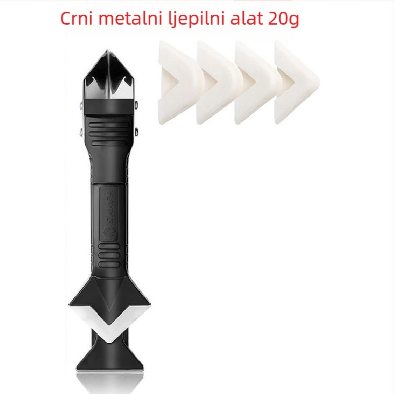 9-dijelni set: kutni scraper, razdjelič ljepila, scraper spojeva stakla, alat za spojeve pločica; materijal: plastika + silikon