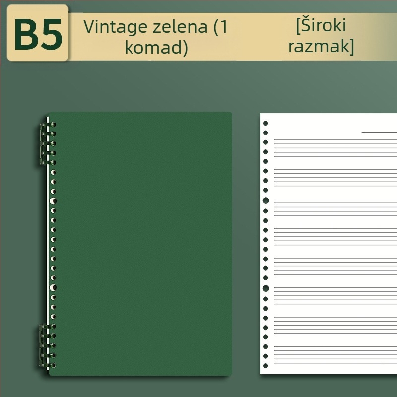 Sijin bilježnica s pet linija za note s uklonjivim listovima, model A5/B5, Lin Dao papir, 60 listova, 26 rupa