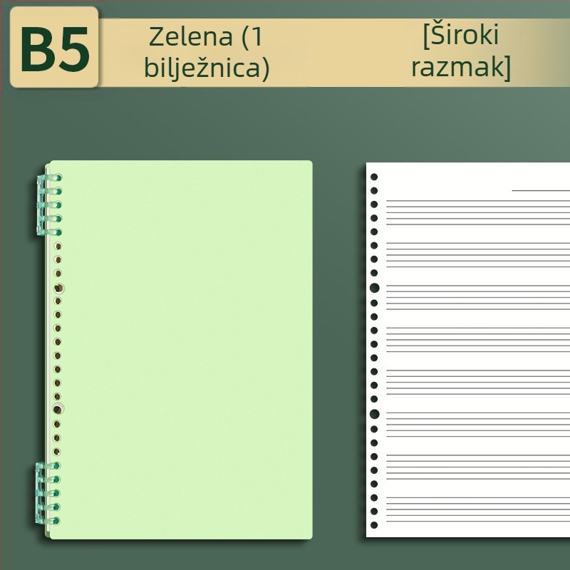 Sijin bilježnica s pet linija za note s uklonjivim listovima, model A5/B5, Lin Dao papir, 60 listova, 26 rupa
