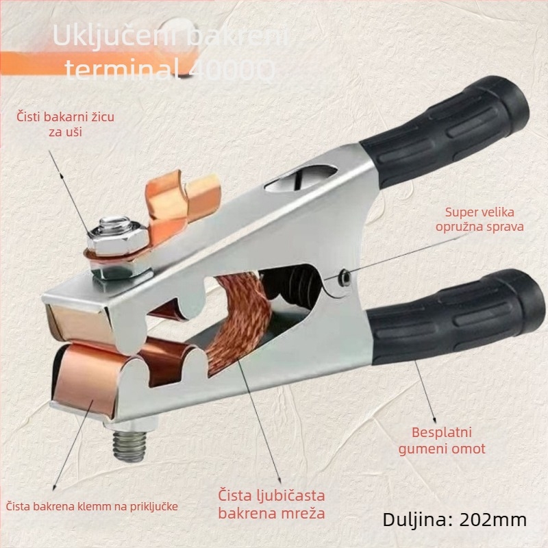 Zemni klip za argonsko lukovno zavarivanje, 500–1000 A, debeli dizajn, pneumatski pogon, grijanje vrućim zrakom i infracrveno zračenje