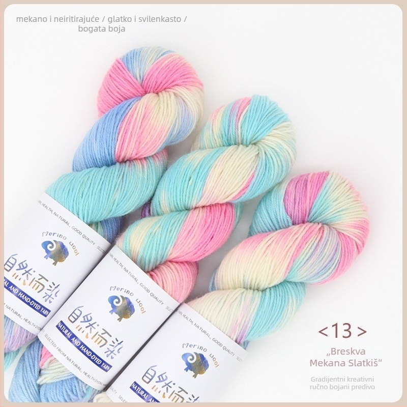 Dopamine ručno obojana vunena pređa, 100 g, bez nakupljivanja, topla, uvijena pređa, Good Color