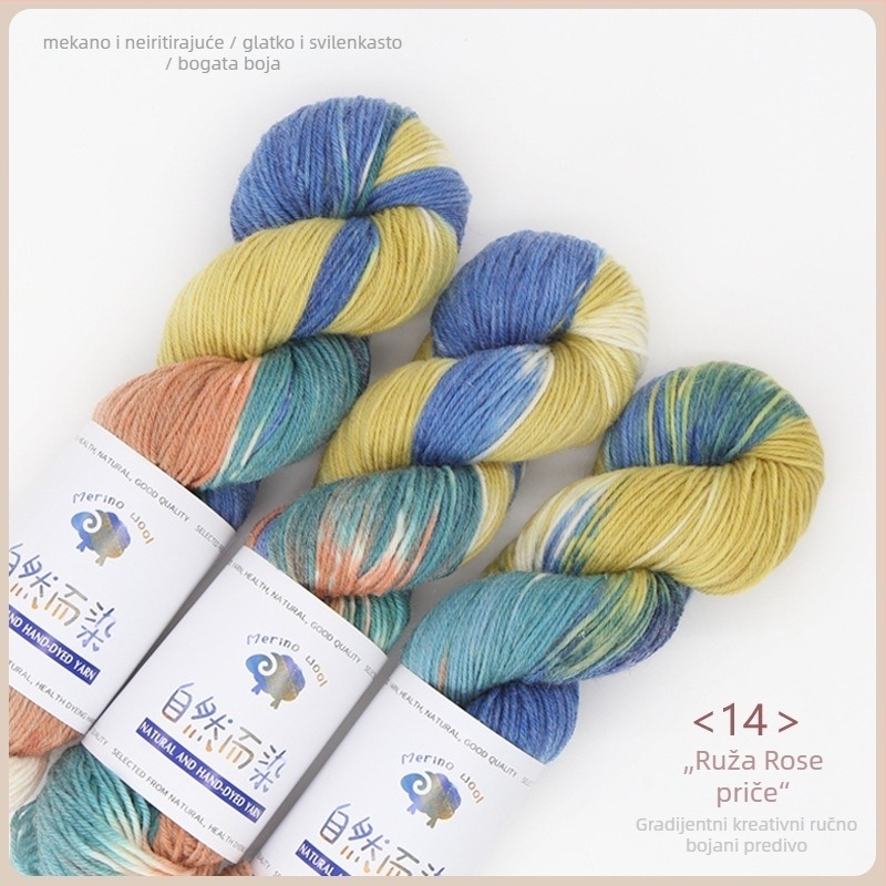 Dopamine ručno obojana vunena pređa, 100 g, bez nakupljivanja, topla, uvijena pređa, Good Color