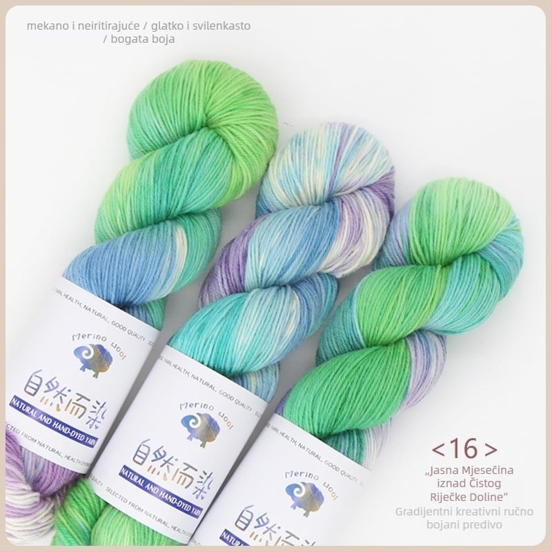 Dopamine ručno obojana vunena pređa, 100 g, bez nakupljivanja, topla, uvijena pređa, Good Color