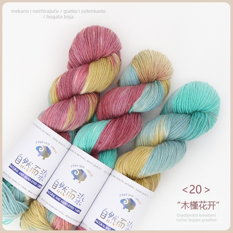 Dopamine ručno obojana vunena pređa, 100 g, bez nakupljivanja, topla, uvijena pređa, Good Color