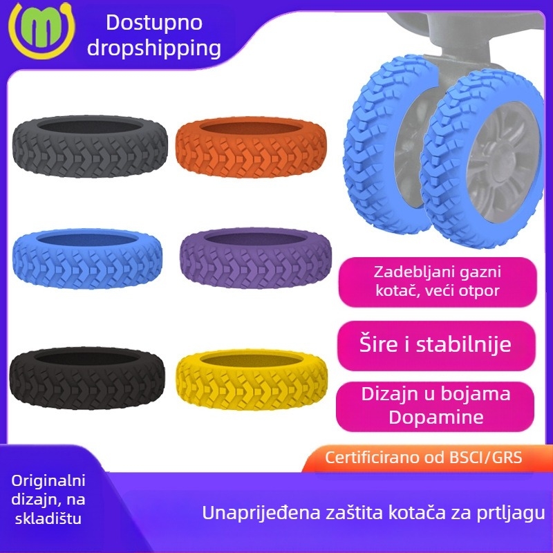 Silikonski zaštitni pokrov kotačića prtljage – univerzalni kotač, otporan na habanje