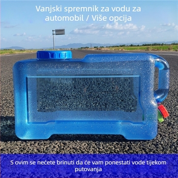 Kvadratna posuda za vodu za vanjska putovanja autom, plastična, s slavine, širokim otvorom, spremnik vode