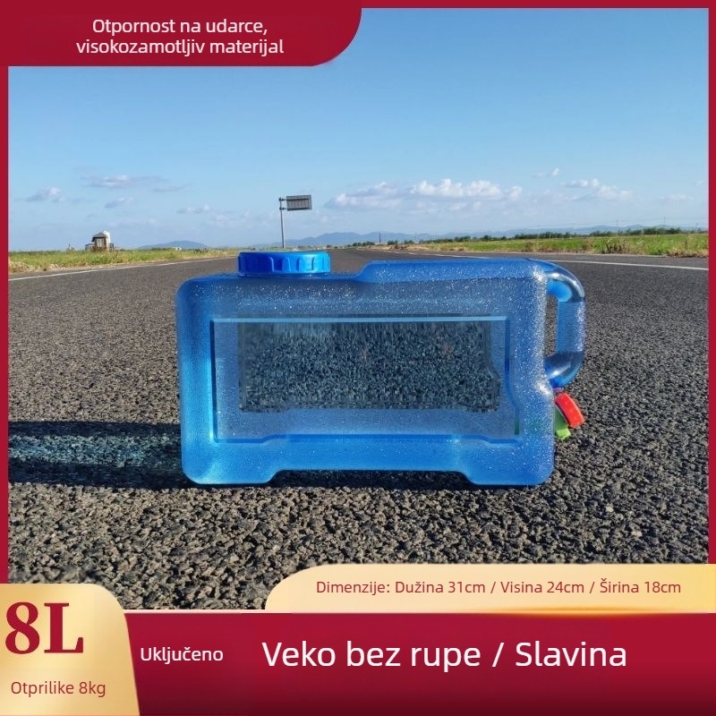 Kvadratna posuda za vodu za vanjska putovanja autom, plastična, s slavine, širokim otvorom, spremnik vode