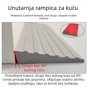 PVC mekani samoljepljivi nagibni mat za robote usisivače, pragovi trake za unutarnja vrata, vodootporan, protuklijazan, otporan na habanje, debljina 25 mm